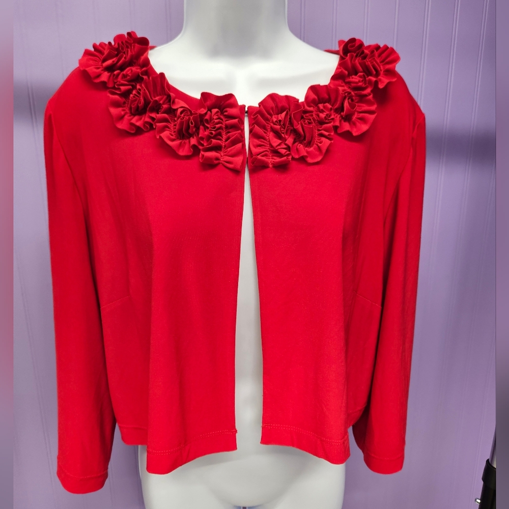 Danny And Nicole red cover up with frilled collar